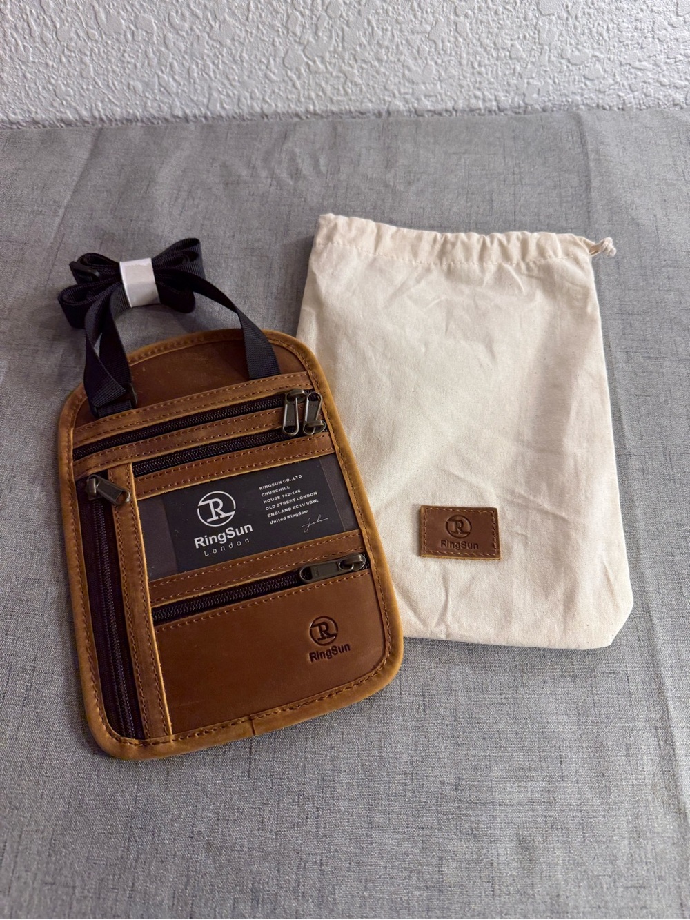 Ringsun London Men’s Leather Neck‎ Wallet Travel Passport Pouch & ID Holder New